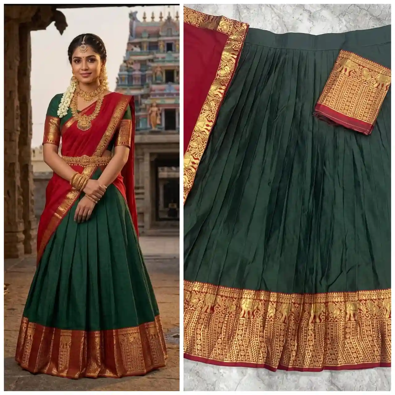 The South-style Kanjivaram Type silk lehenga (L41)
