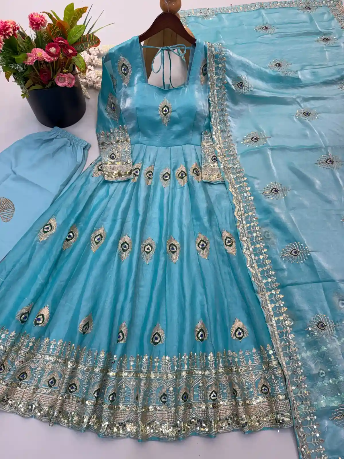 Heavy fendy silk 3 piece designer set (FSD14)