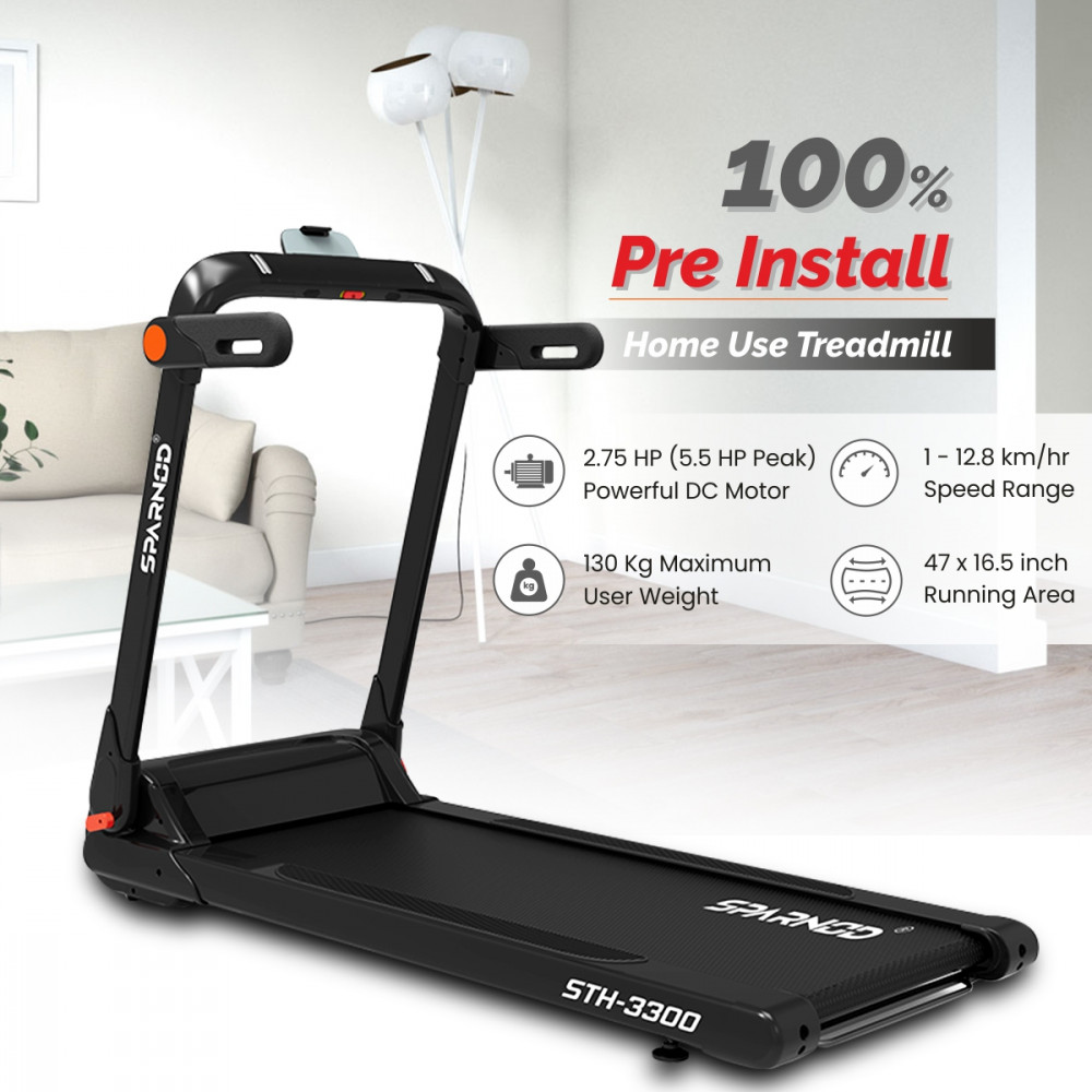 STH-3300 (2.75 HP DC Motor) LED display, 100% Pre Install, foldable treadmill