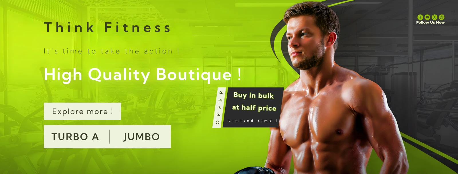 muscular man gym fitness boutique half price sale