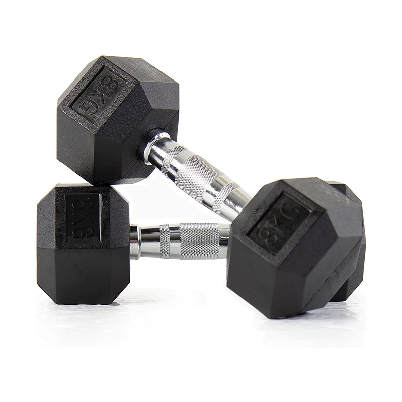 Rubber Coated Hexagon Dumbbells