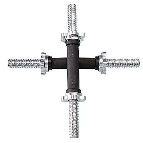 Chrome Metal Star-Nut dumbbell Bars (14 Inches)