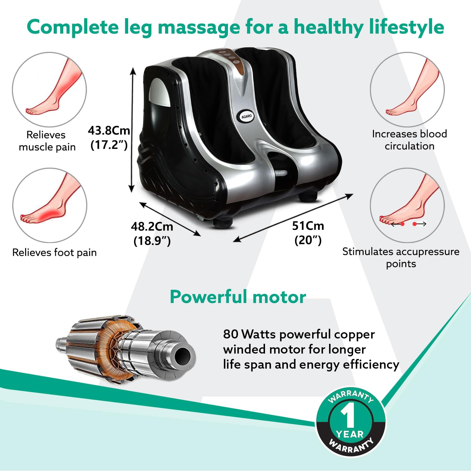 LEG MASSAGER-Foot & Calf Massager, Rolling & Kneading Massage