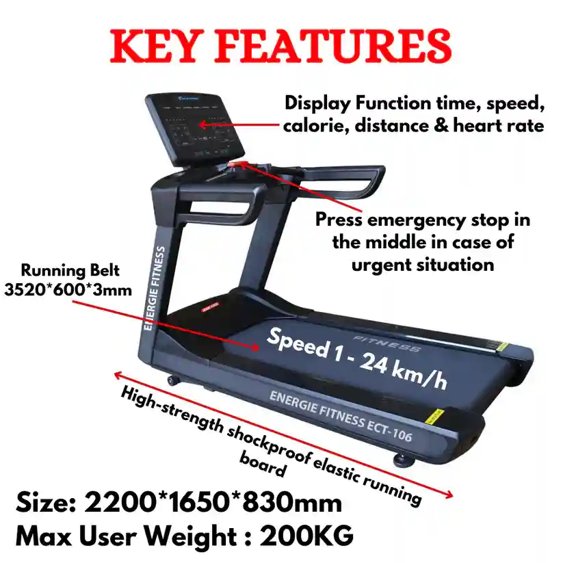Heavy Duty Commercial Treadmill in India ECT-106