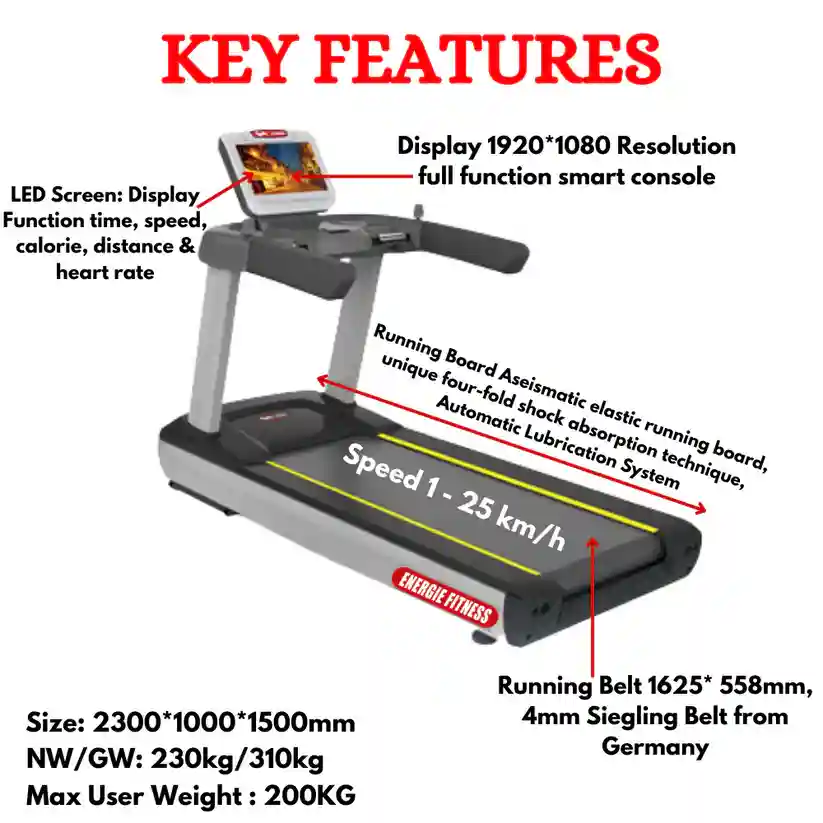 Imported Commercial Treadmill JB-9600 (LED Screen)
