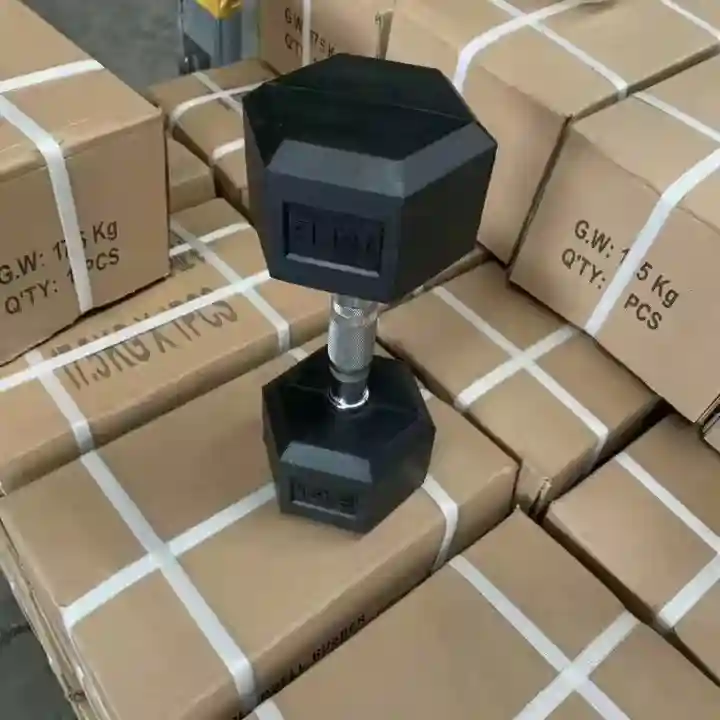 Premium Rubber Coated Hexagon Dumbbells -Cartoon Packing