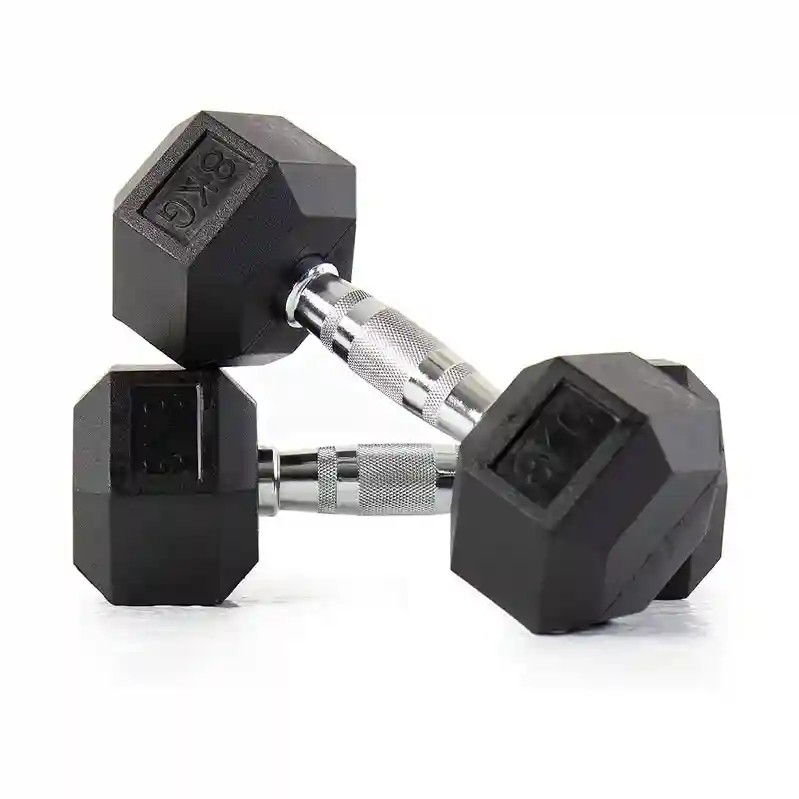 Rubber Coated Hexagon Dumbbells