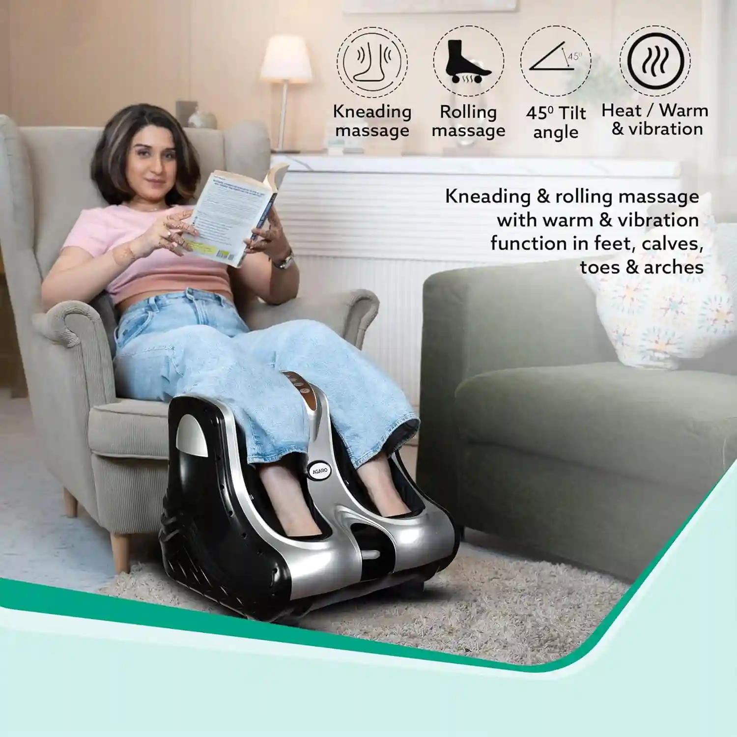 LEG MASSAGER-Foot & Calf Massager, Rolling & Kneading Massage
