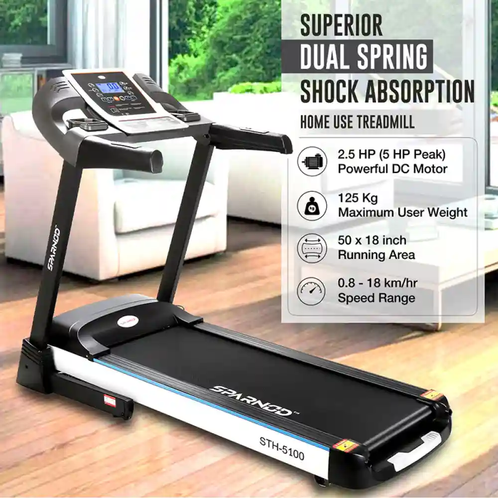 STH-5100 (2.5 HP DC Motor) Dual spring shock absorption Home Treadmill