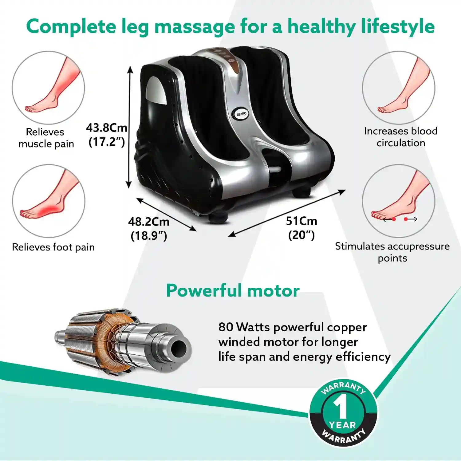LEG MASSAGER-Foot & Calf Massager, Rolling & Kneading Massage