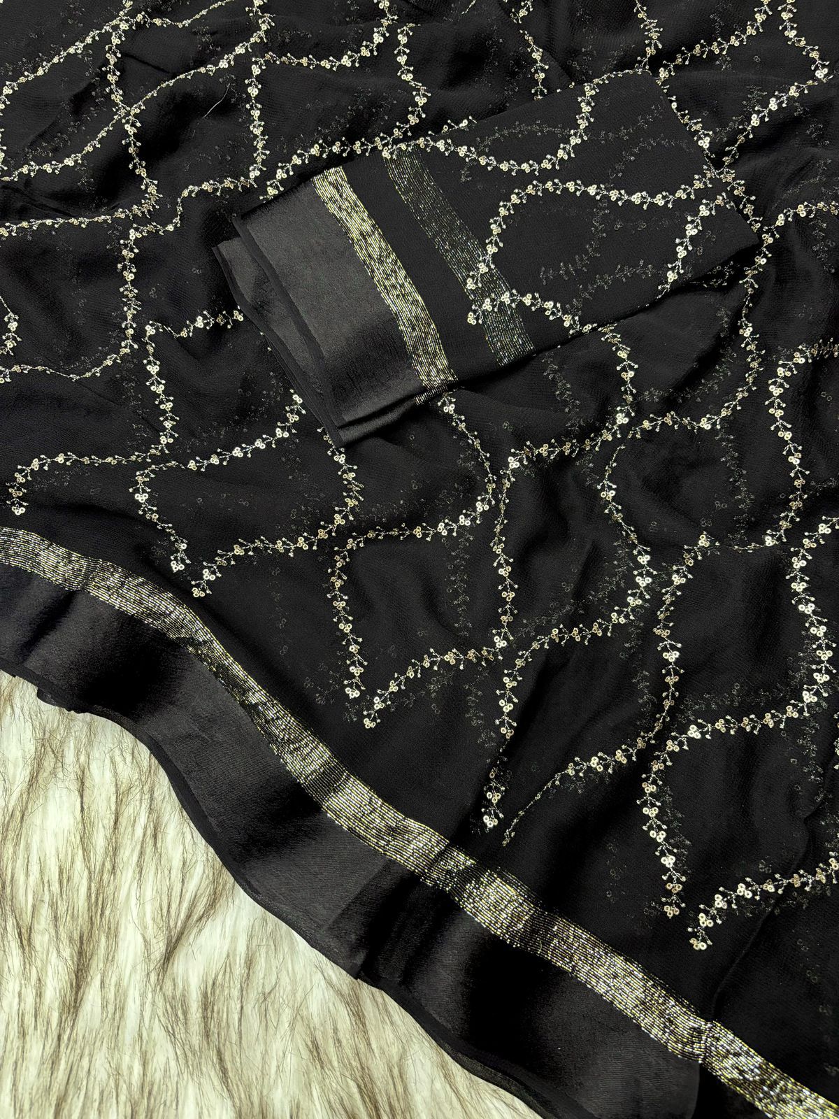 Satin Patta Pure Viscose Georgette Saree