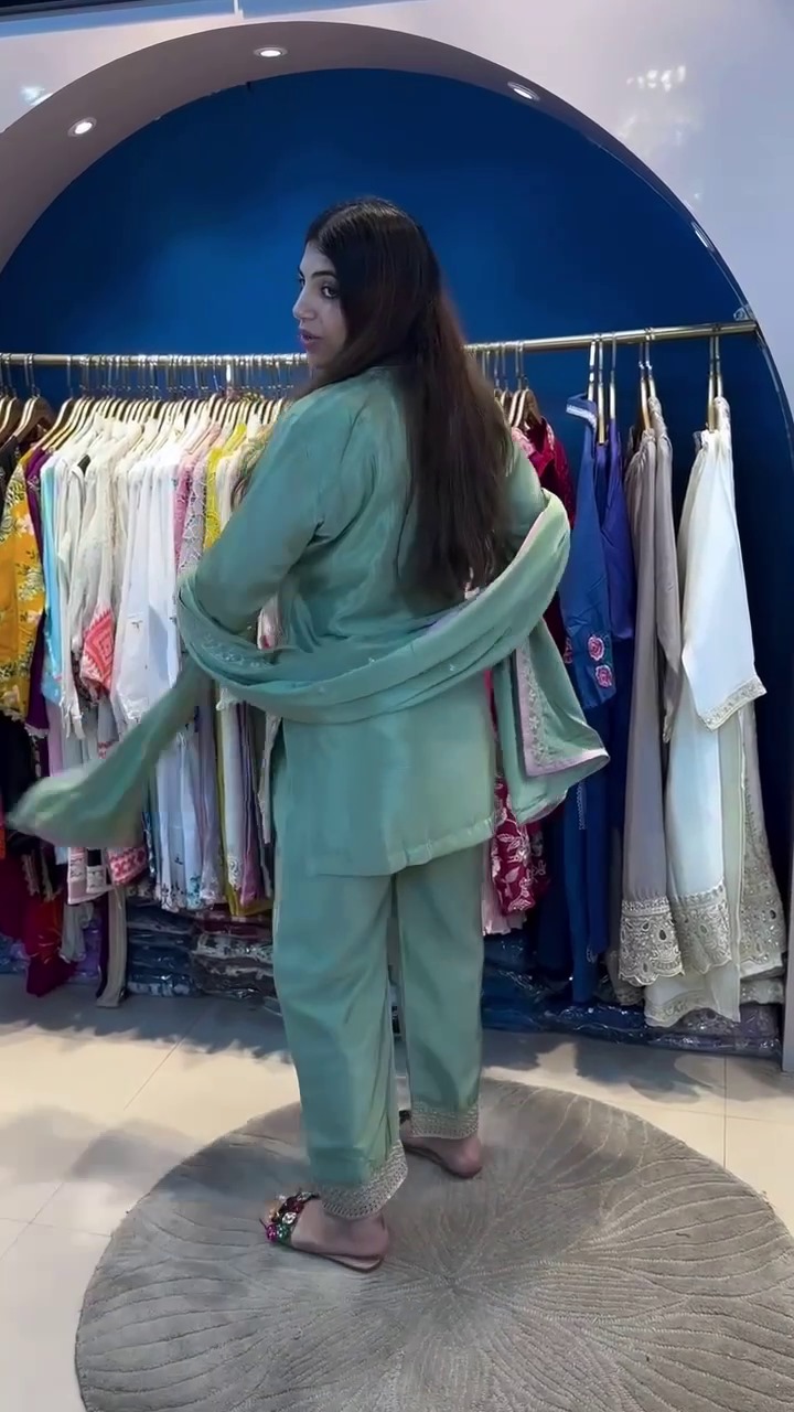 HEAVY EMBROIDERY WORK TOP PANT WITH DUPATTA SET AC-7067