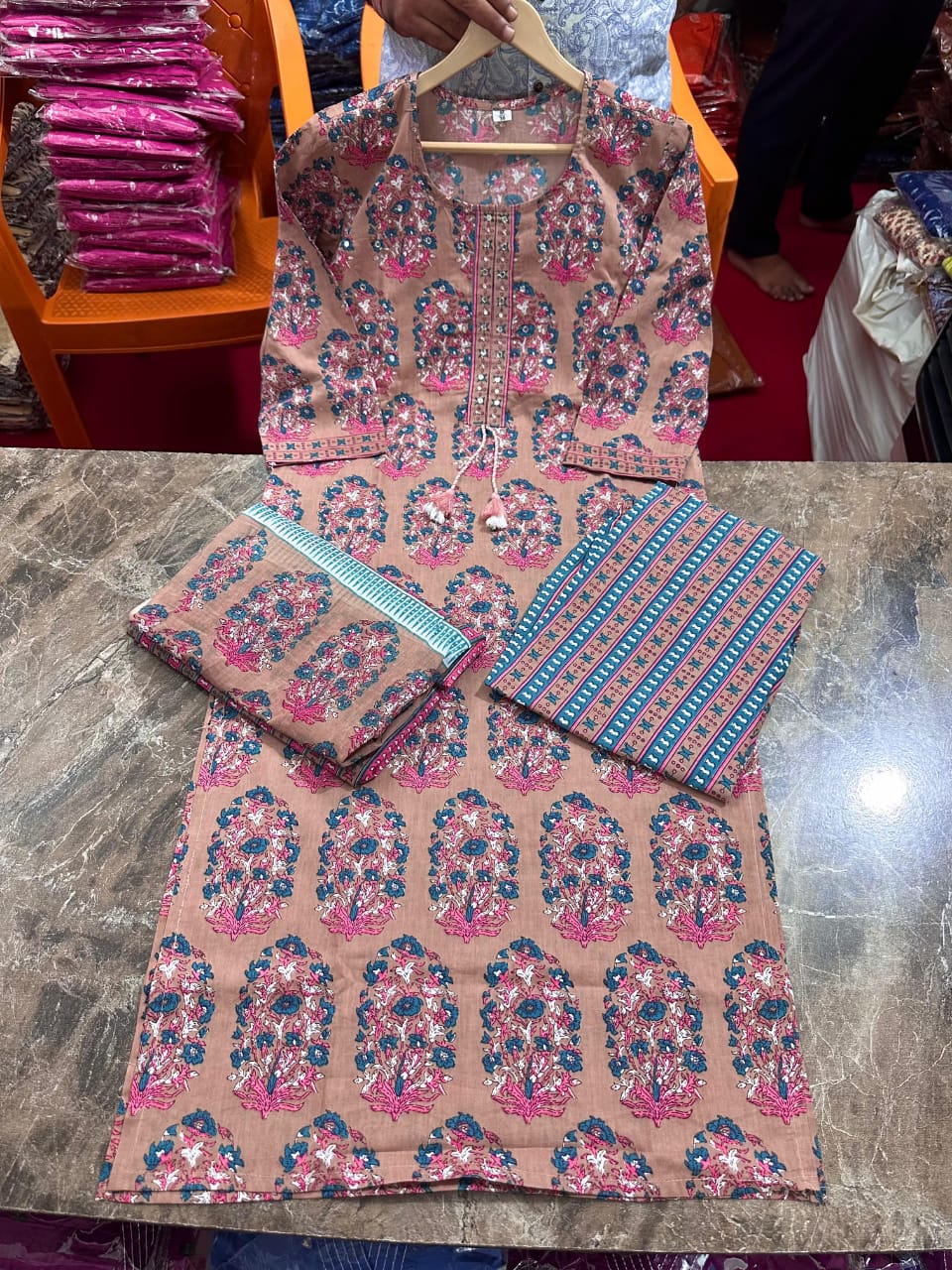 White Love Kurti, Pant& dupatta set