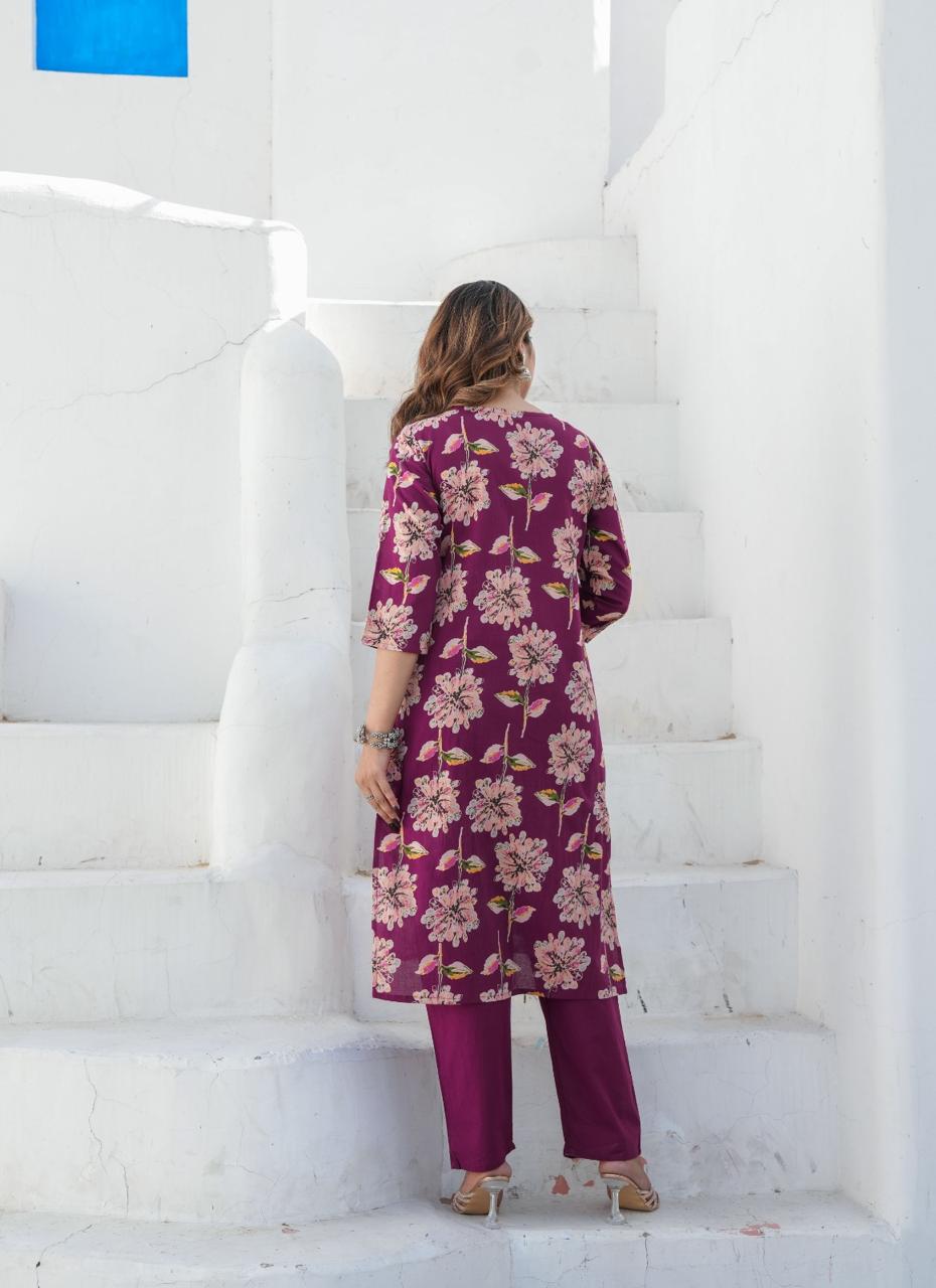 Cotton fabric Sequence Work Kurti with Pant with Dupatta