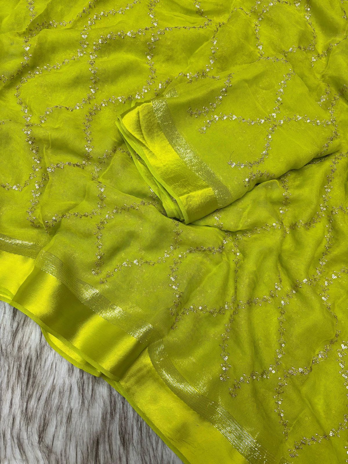 Satin Patta Pure Viscose Georgette Saree