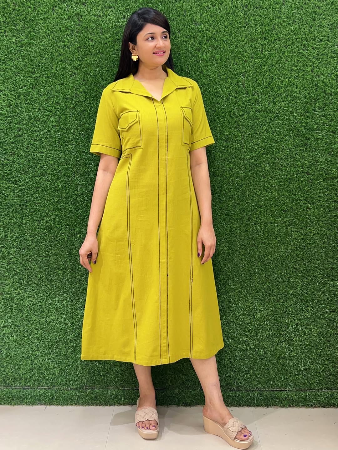 cotton slub short dress