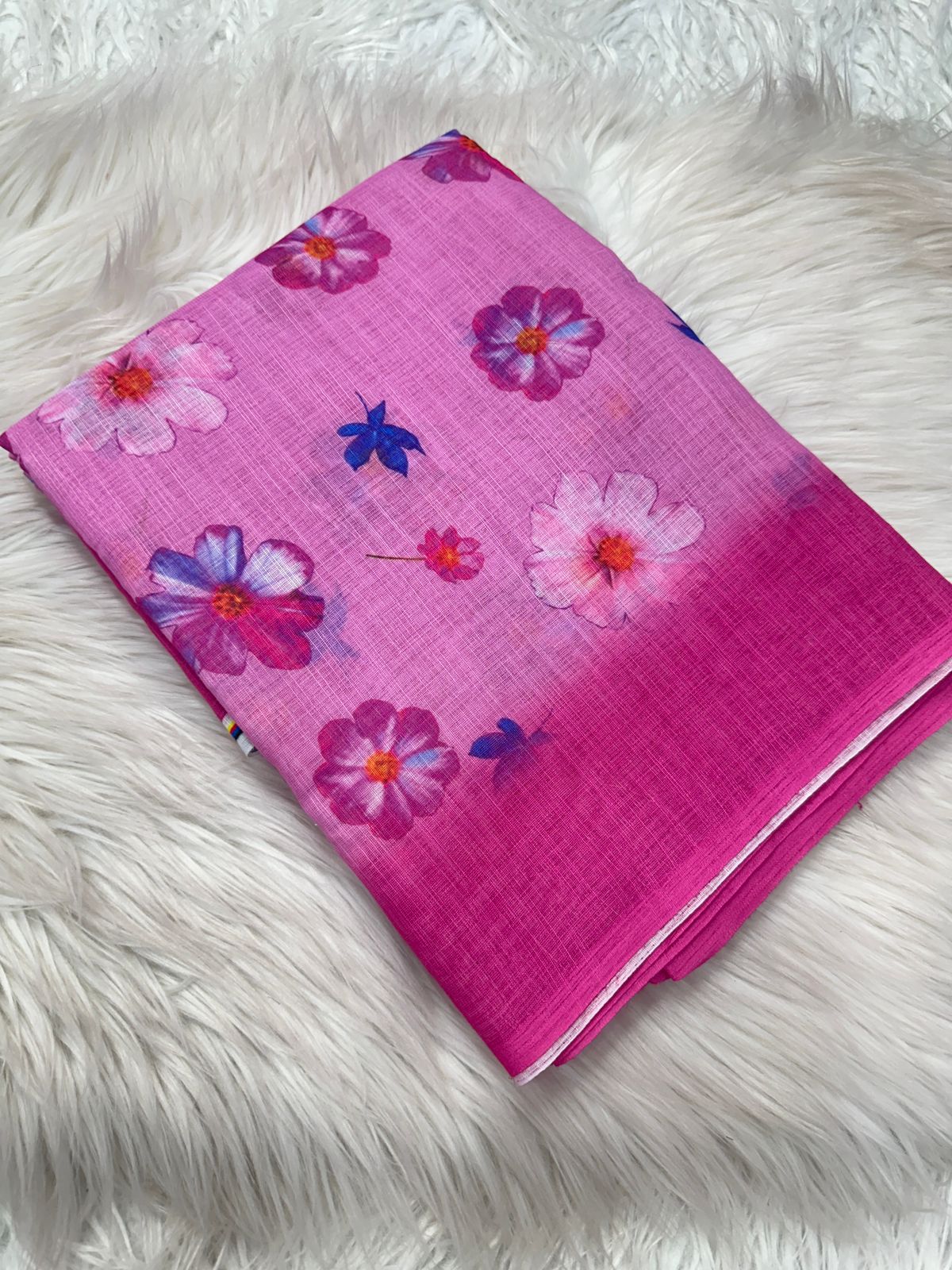 Pure soft lilen kalamari digital print saree with running blouse with pallu