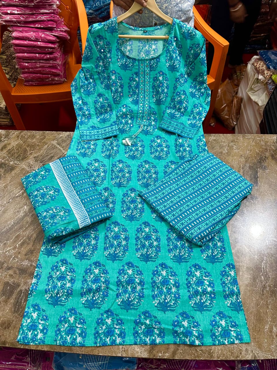 White Love Kurti, Pant& dupatta set