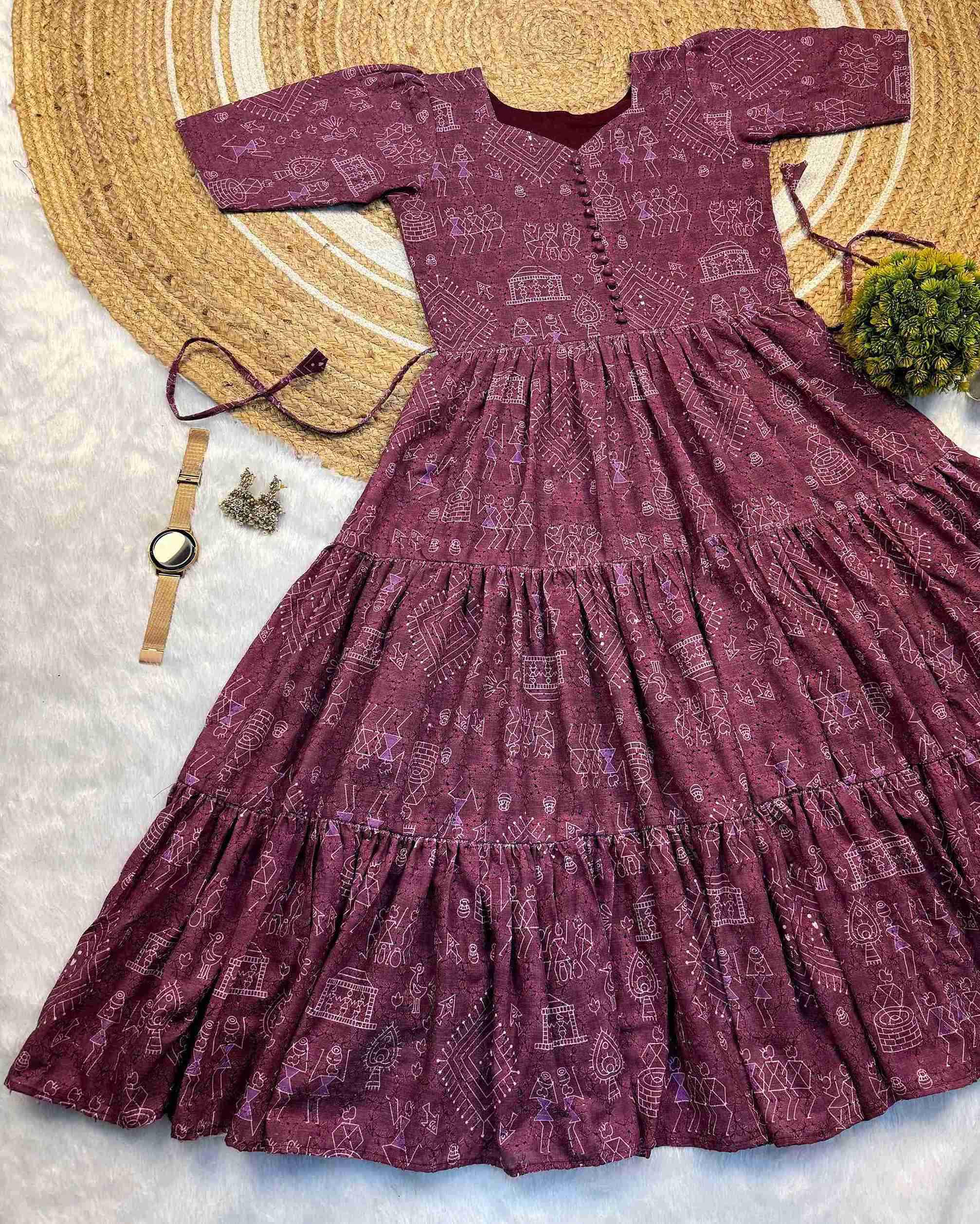 village print Hakoba maxi gown with one side pocket