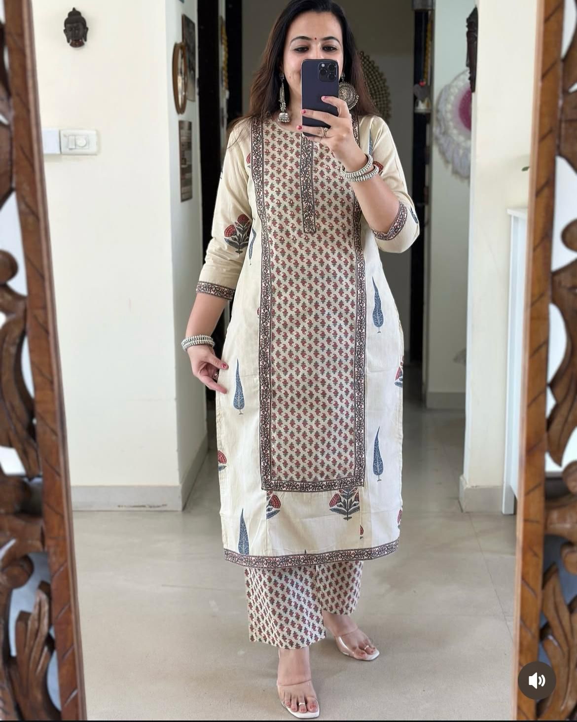 Frock style Kurti with pattern pant