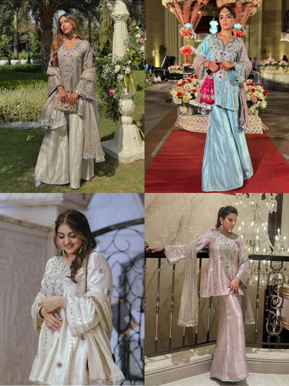 HEAVY NATURAL CREAP EMBROIDERED SEQUENCE WORK WITH FANCY TOP SHARARA DUPATTA SET BD -003