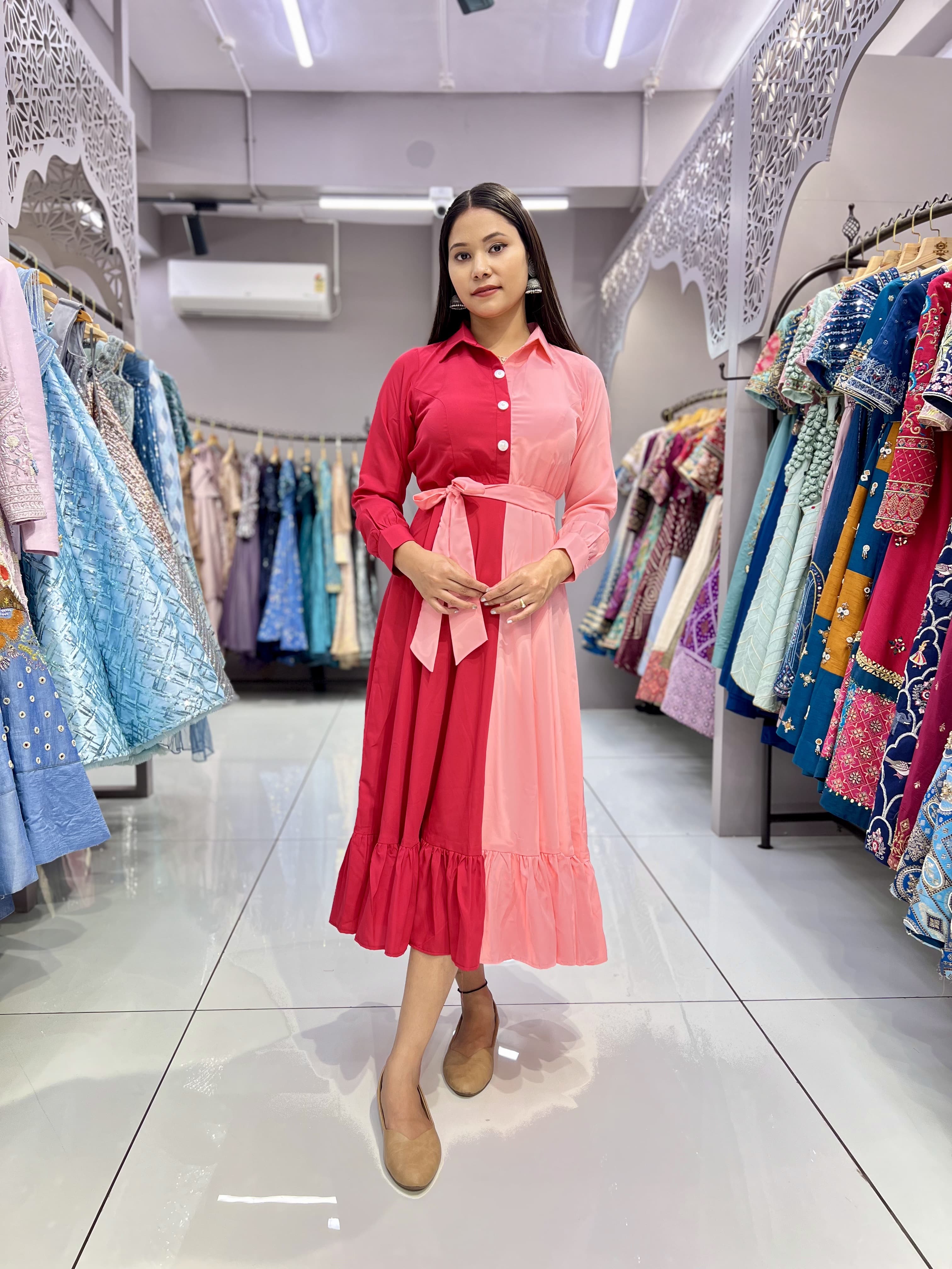 Two Color Gown (Full Stitch) SKU:- AB-627