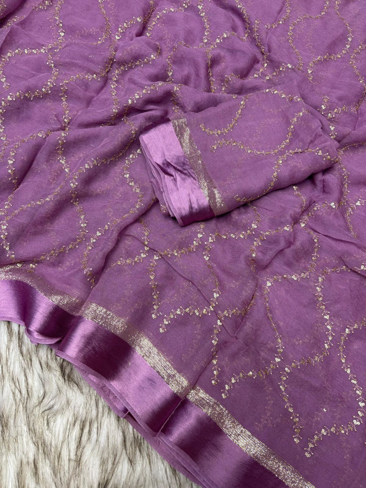 Satin Patta Pure Viscose Georgette Saree