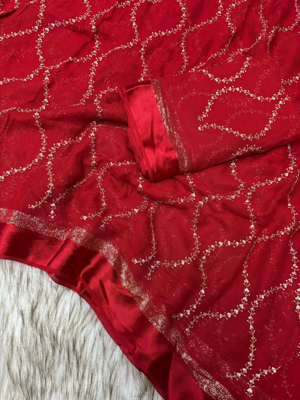 Satin Patta Pure Viscose Georgette Saree