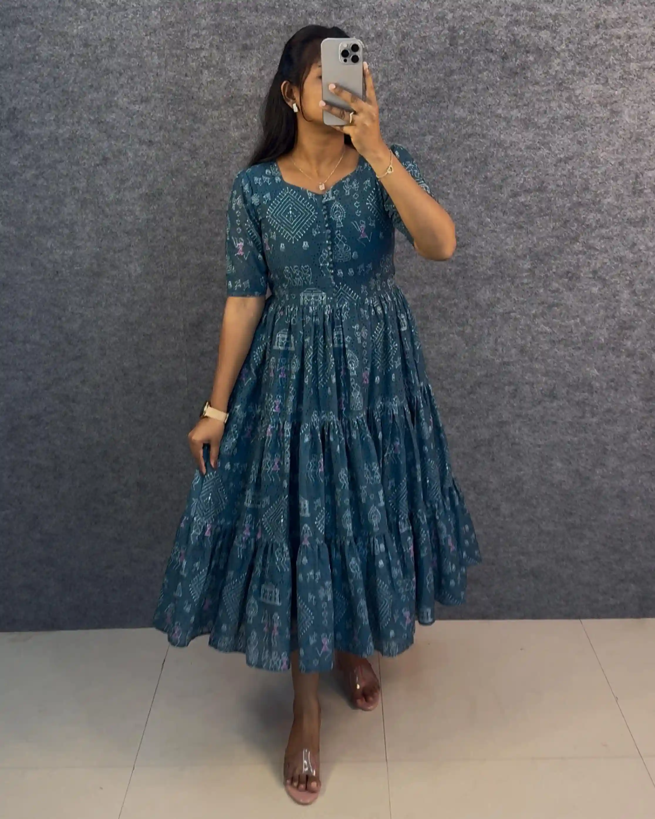 village print Hakoba maxi gown with one side pocket