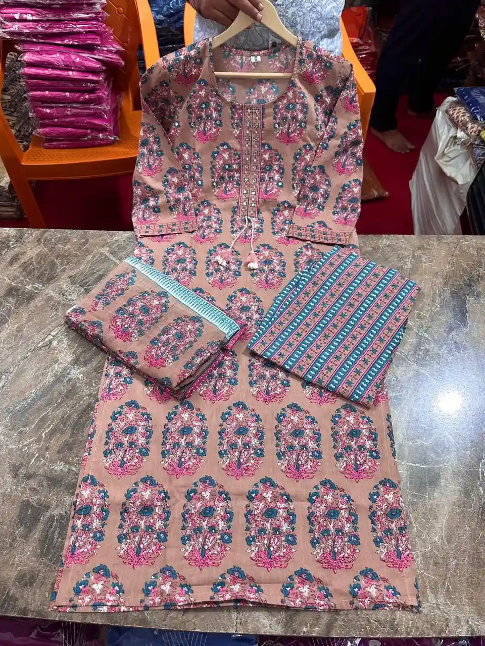 White Love Kurti, Pant& dupatta set