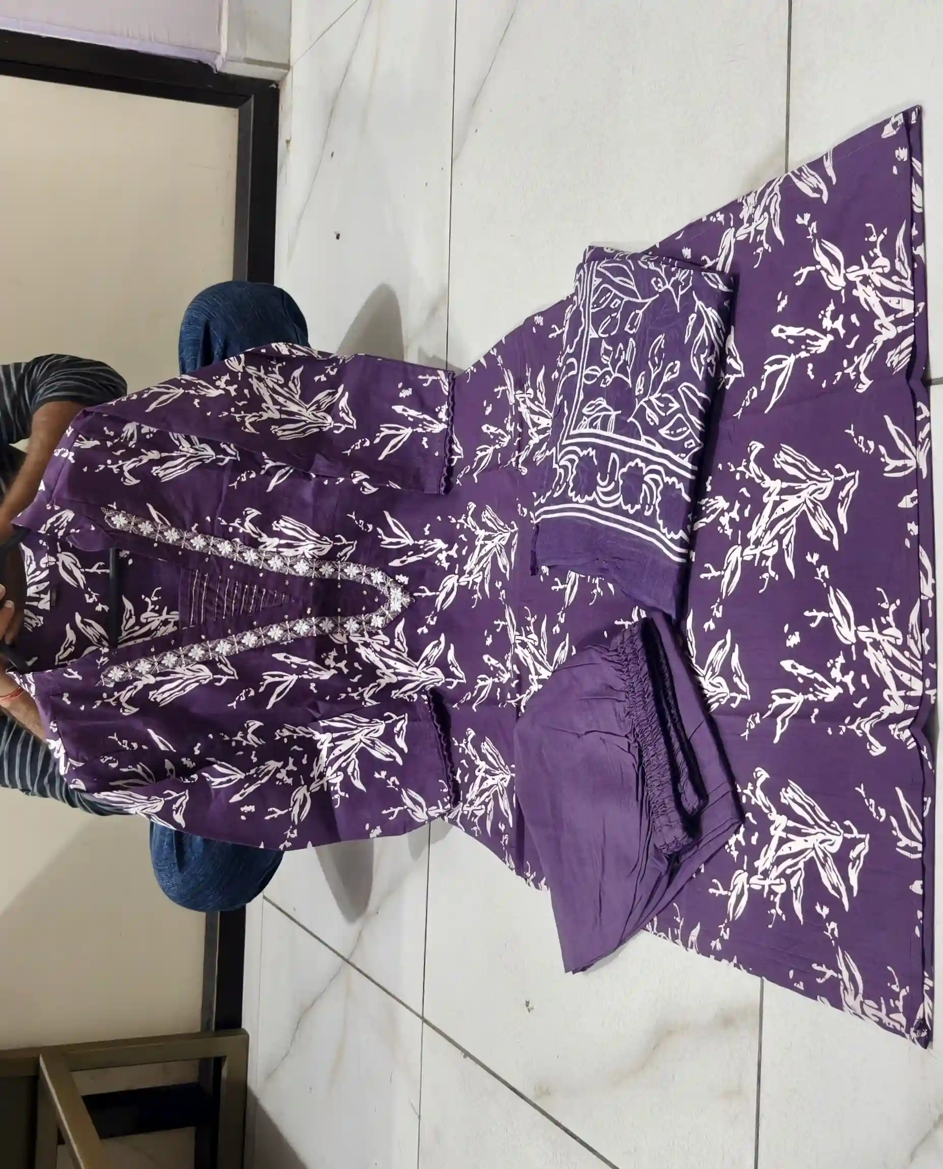 Pure fine Cotton fabric Kurti with Pant with dupatta