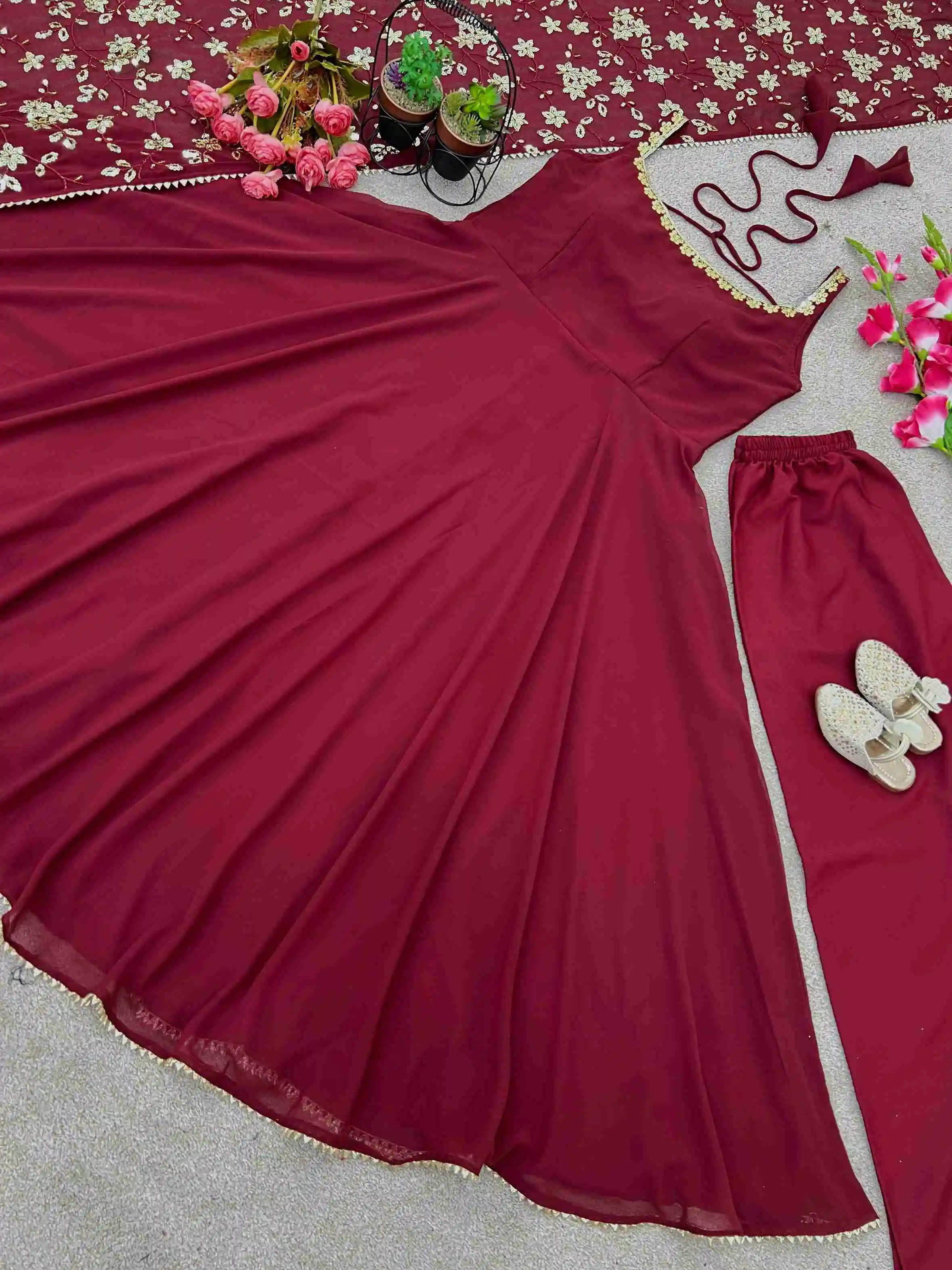 New Designer Party Wear Look Gown with Bottom and Dupatta SRK-5128