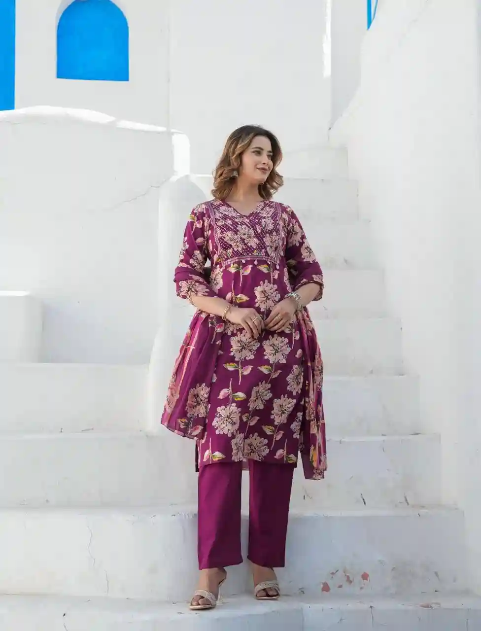 Cotton fabric Sequence Work Kurti with Pant with Dupatta