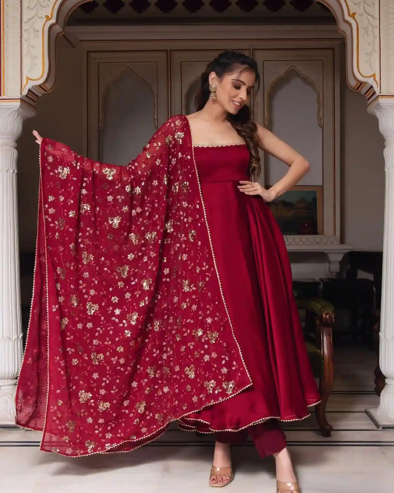 New Designer Party Wear Look Gown with Bottom and Dupatta SRK-5128