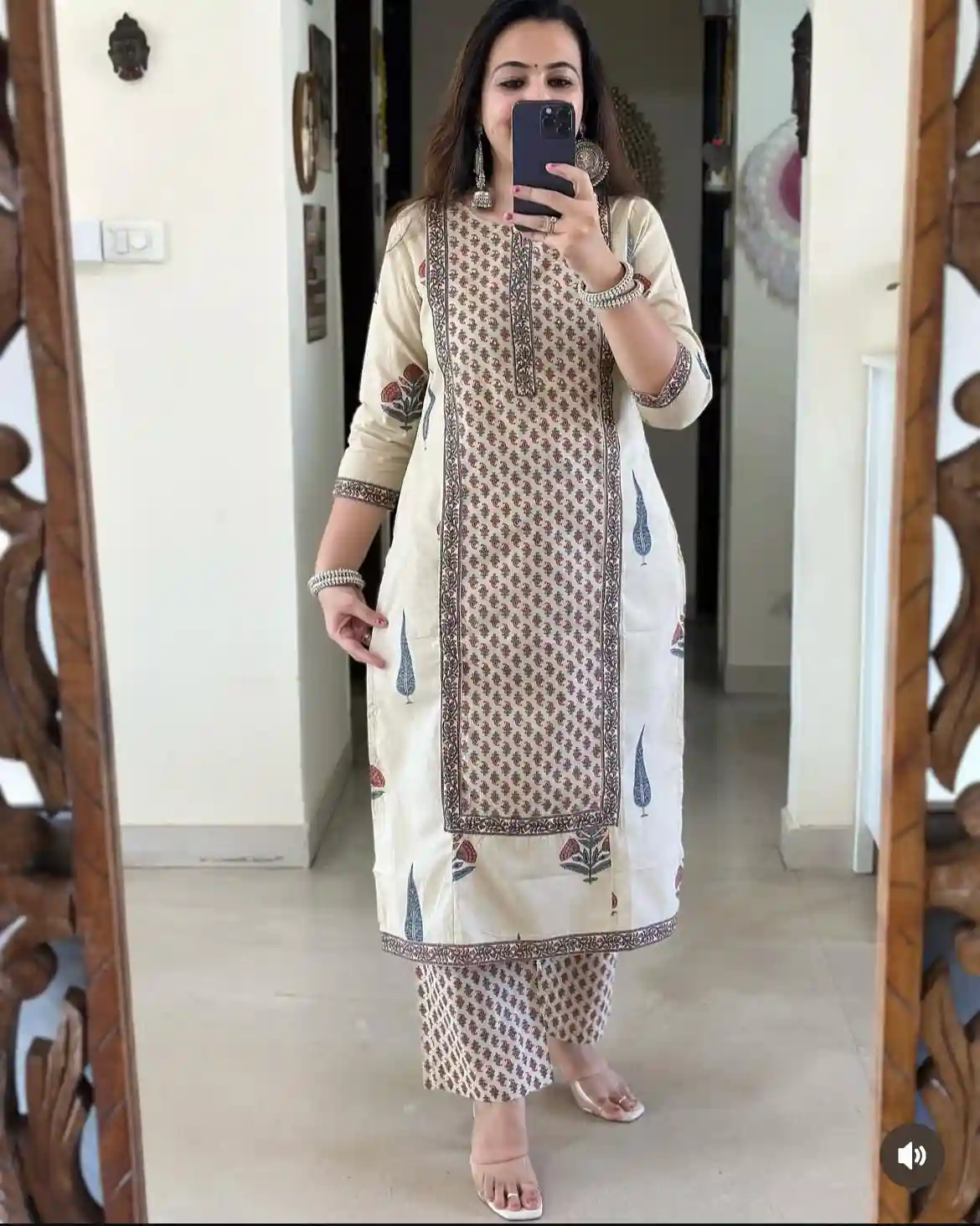Frock style Kurti with pattern pant