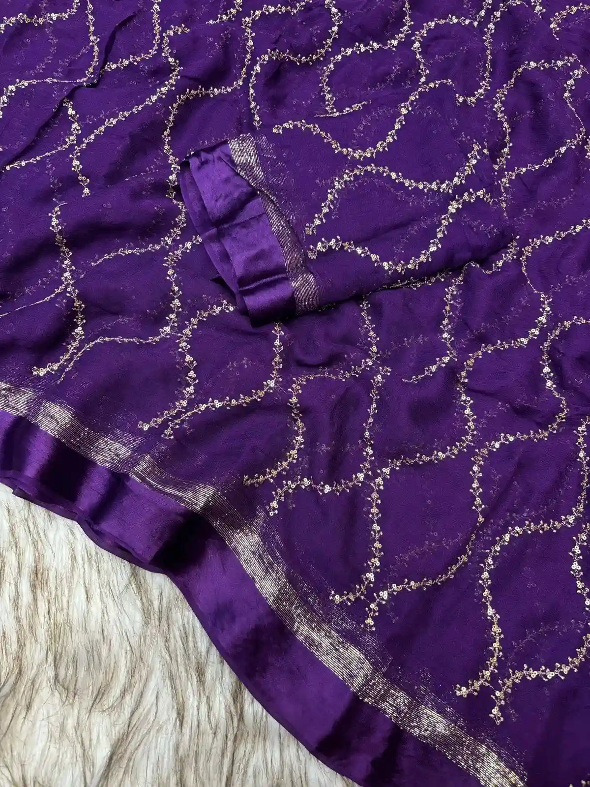 Satin Patta Pure Viscose Georgette Saree