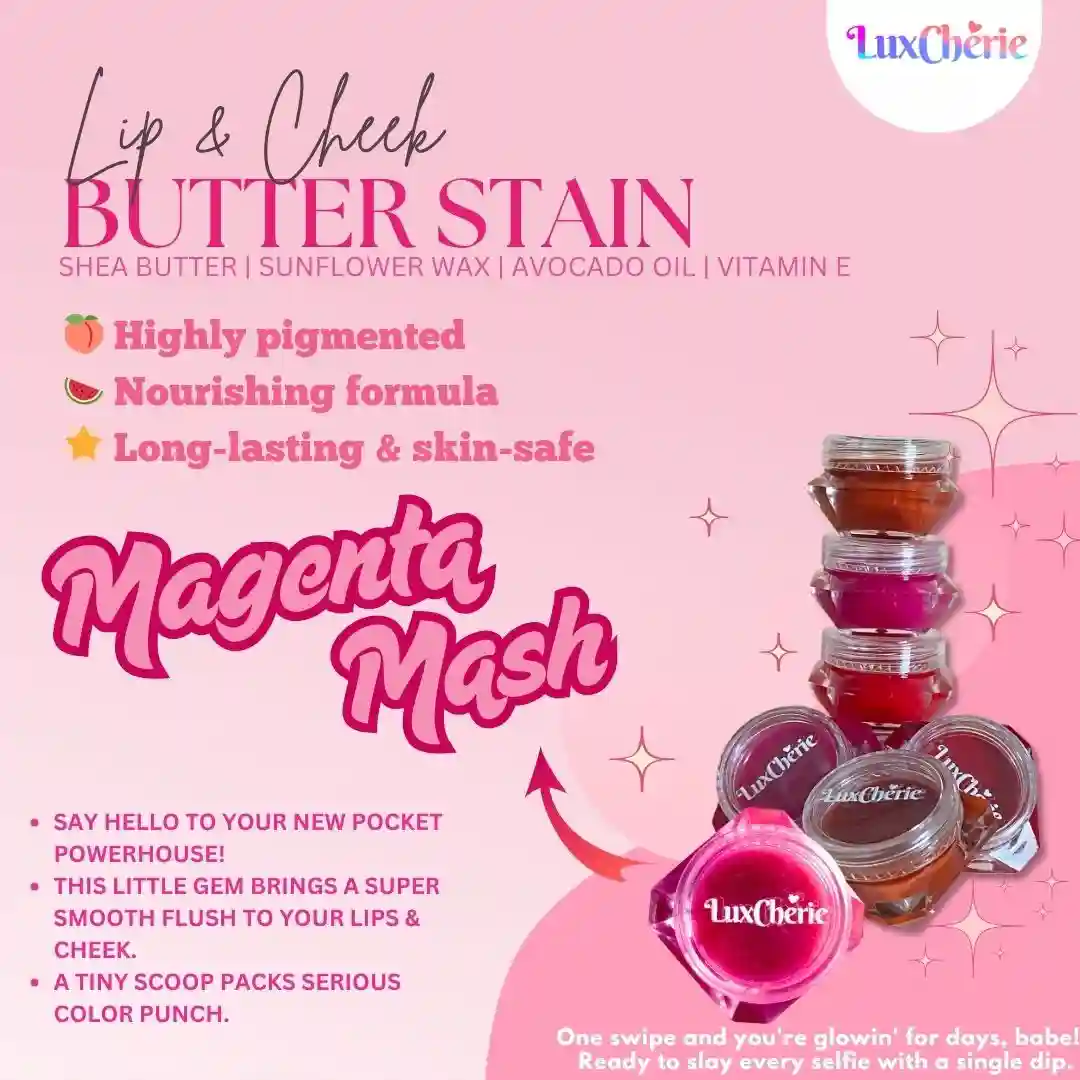 Lip & Cheek Butter Stain - Magenta Mash Highly Pigmented & Nourishing