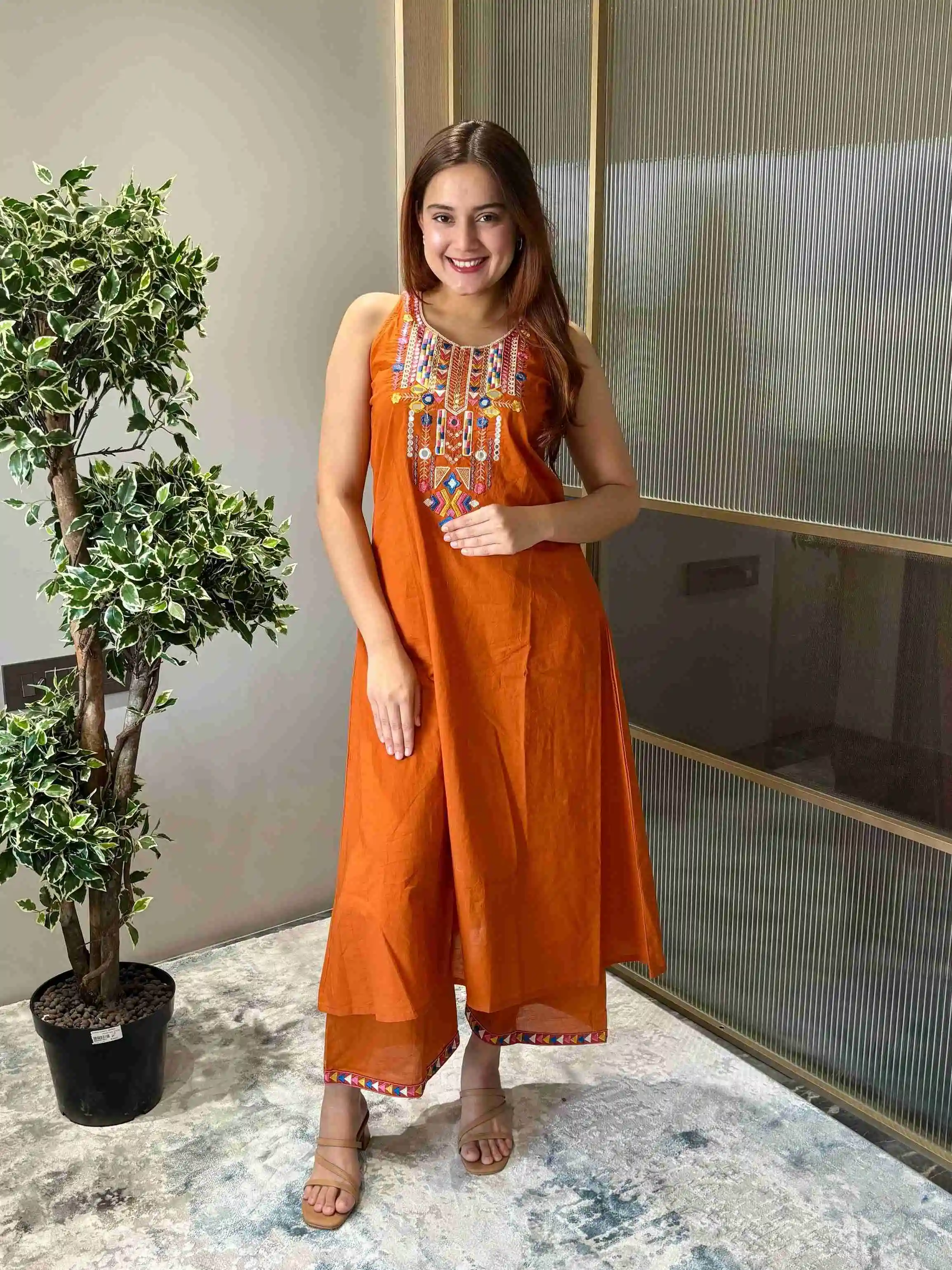 Cotton Embroidered Kurta Set for summer