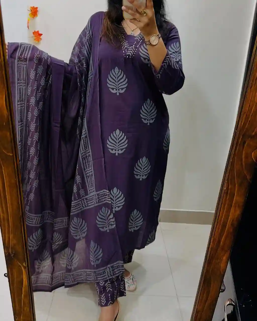 Pure fine Cotton fabric Sequence Work Kurti with Pant with cotton 100-100 Dupatta