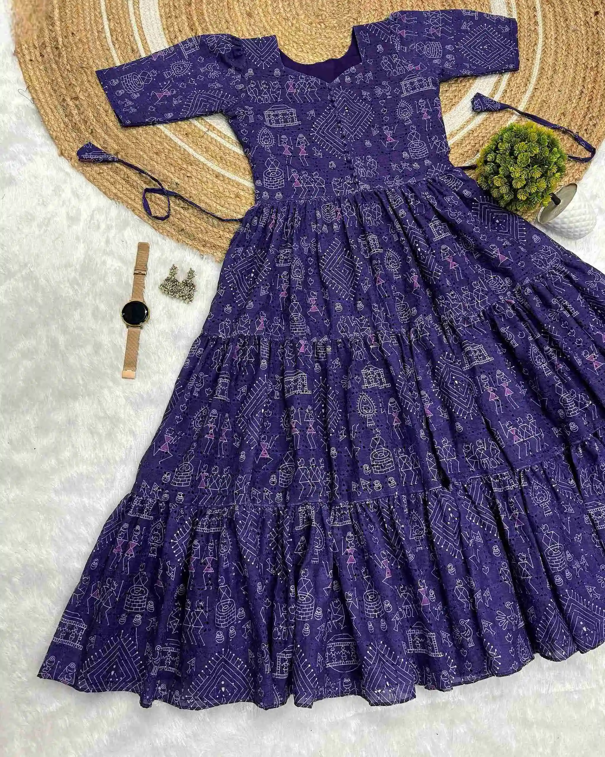 village print Hakoba maxi gown with one side pocket