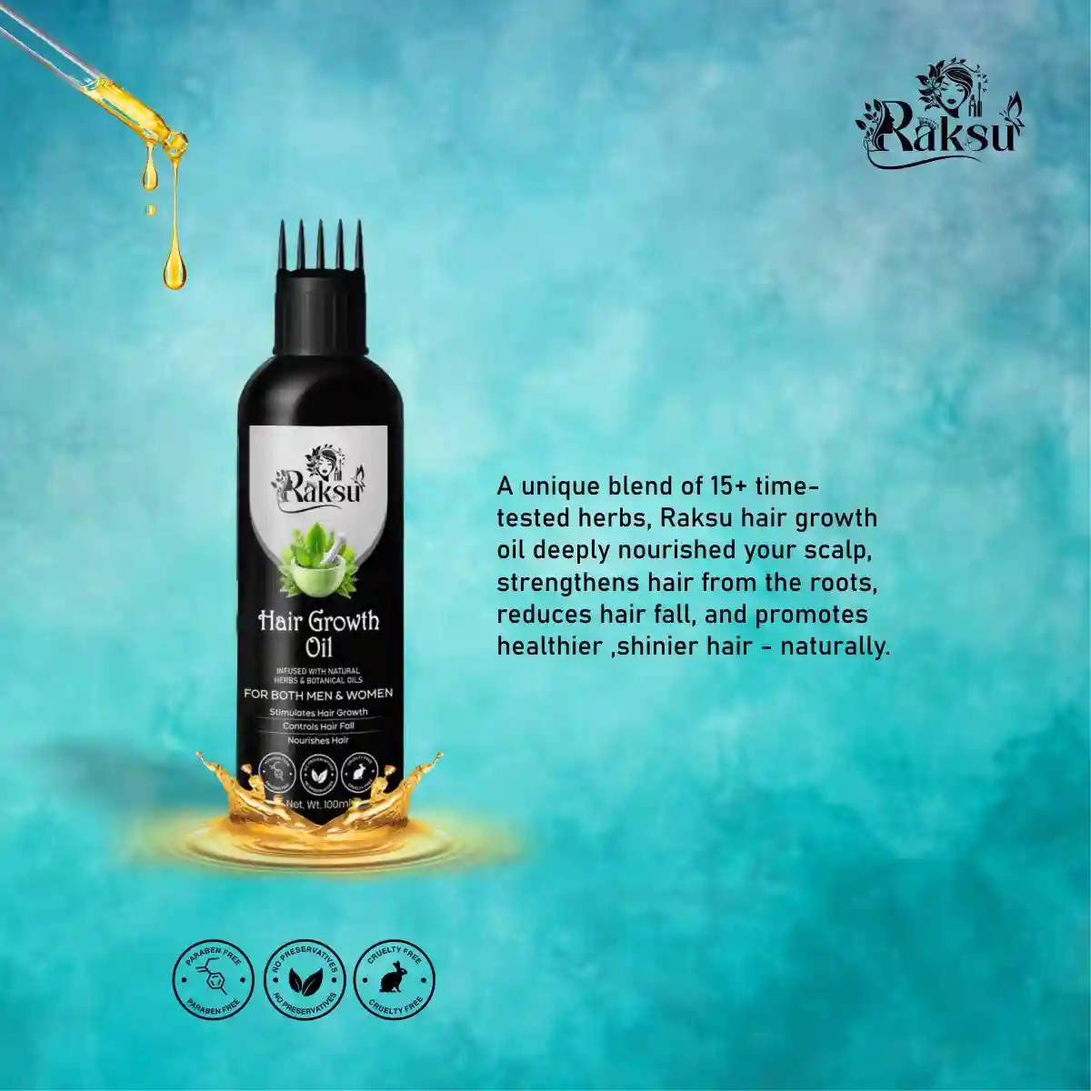 Hair Growth Oil 100ml  - Natural Herbs