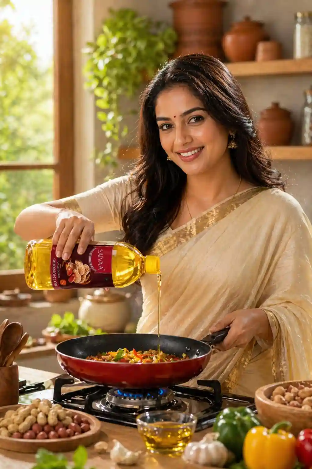 Cold-pressed groundnut oil - 1 Ltrs