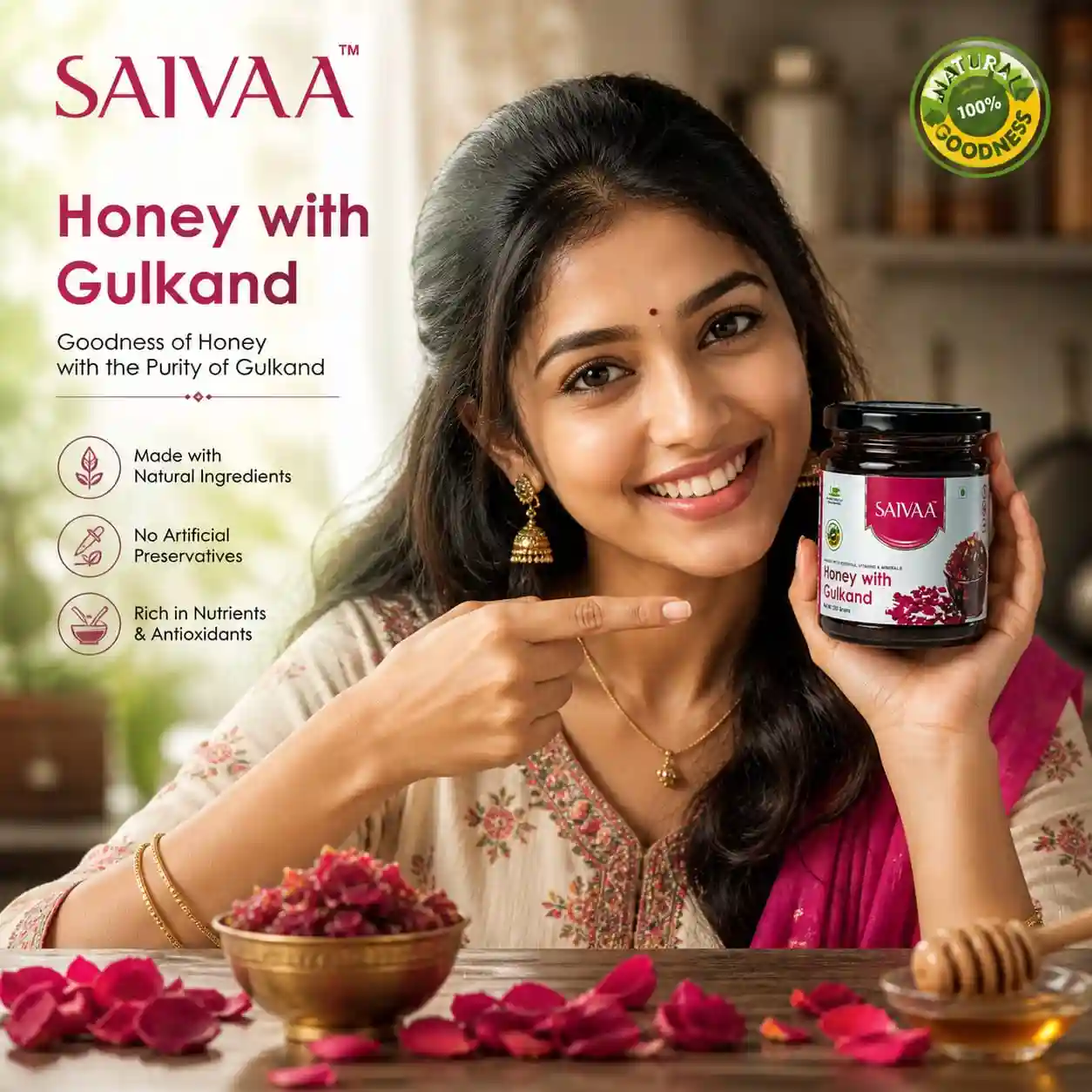 Honey With Gulkand - 250 gram